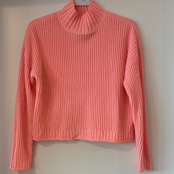 Hippie Rose Coral Ribbed Turtleneck Sweater - Picture 1 of 6
